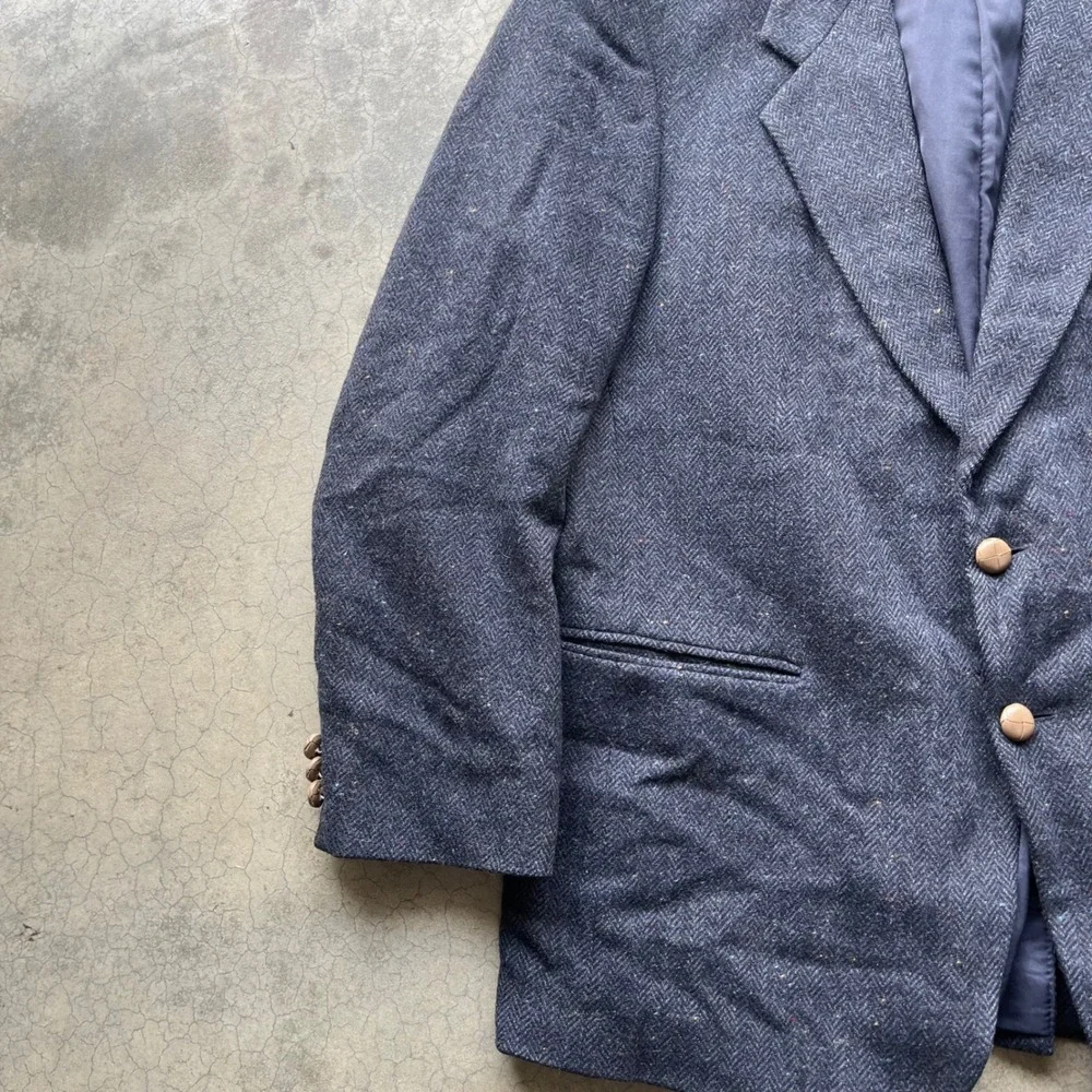 Farah Clothing Co Vintage Grey Herringbone Tweed Blazer Sport Coat Mens